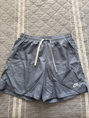 Nike Light Blue Athletic Shorts with White Drawstring